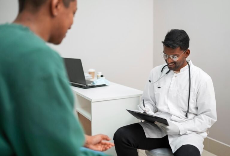 Urologist consulting with a patient in a clinic